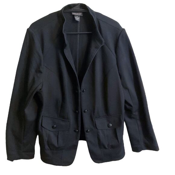 Lane Bryant Woman Plus 18 Blazer Black Ponte Metal Crown Button Accents Pockets - Picture 1 of 10